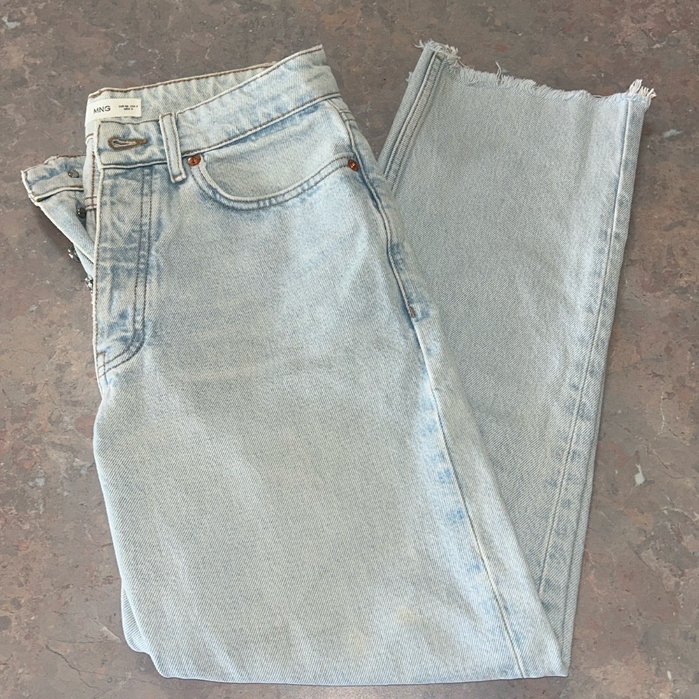 Mango High Wasted Cropped Straight Jeans